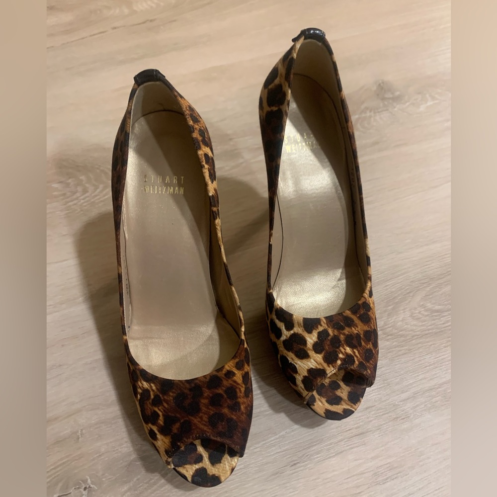 Stuart Weitzman Leopard Print Open Toe Heel - image 2